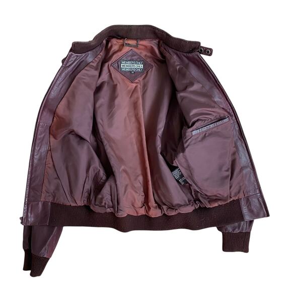 Vintage 80s Members Only Burgundy Brown Moto Bomber Jacket Mens 38 Medium - Picture 6 of 8